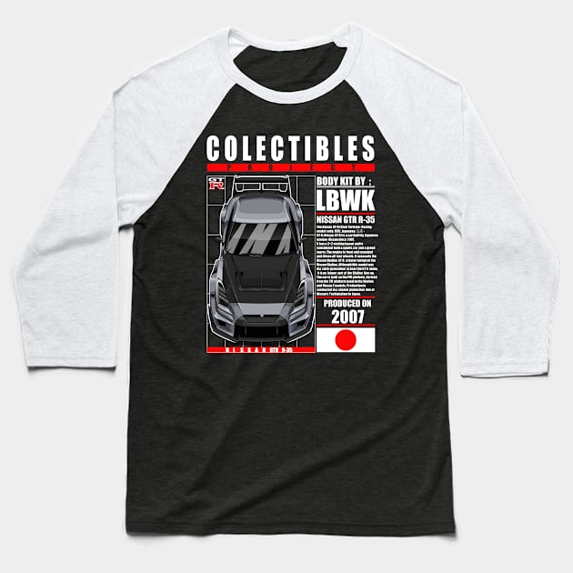 JDM LBWK  NISSAN GTR R-35 METALIC SILVER Baseball T-Shirt by HFP_ARTWORK